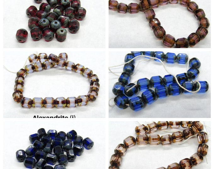 Choice of Color 1 Strand 6mm Octagonal Czech Glass Beads (A169h-m)