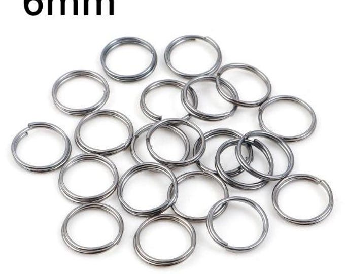 200 Gunmetal Split Jump Rings 6mm x .6mm (23g)  (A82e)