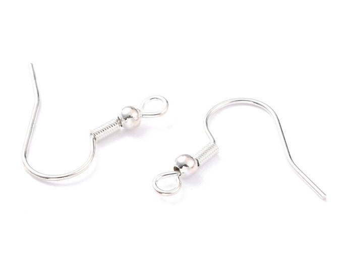15 Pr (30pcs) 304 Stainless Steel SIlver Plated Hook Ear Wires 20x20mm-21g  (A278e)