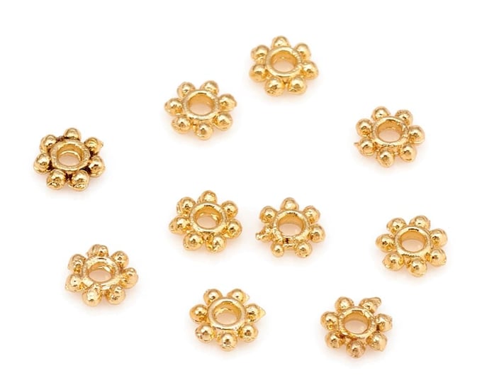 200 Gold Plated 4mm Alloy Daisy Spacer Beads (A511e)