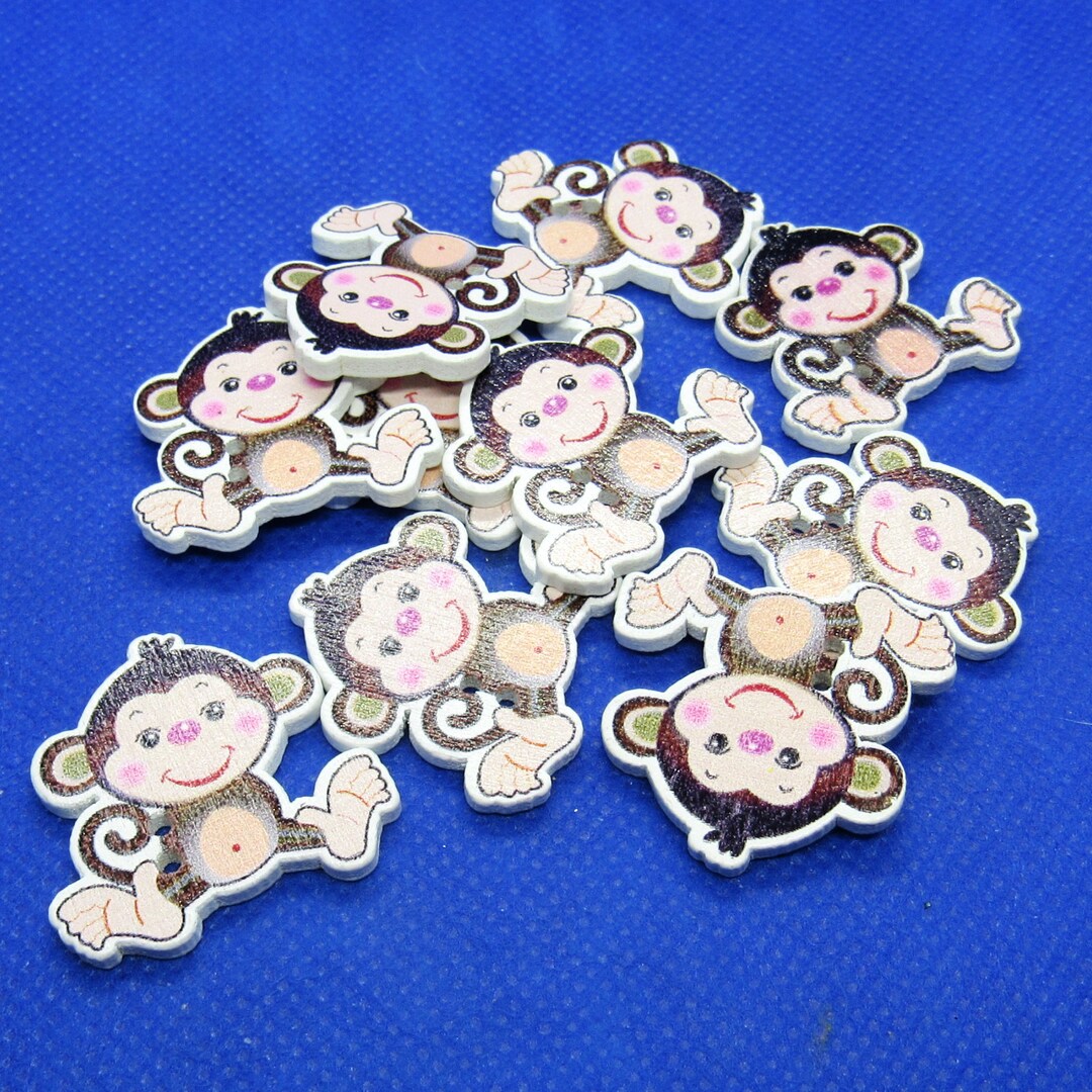 10 Wooden 2 Hole Monkey Buttons 29x28mm (A89L) - Etsy