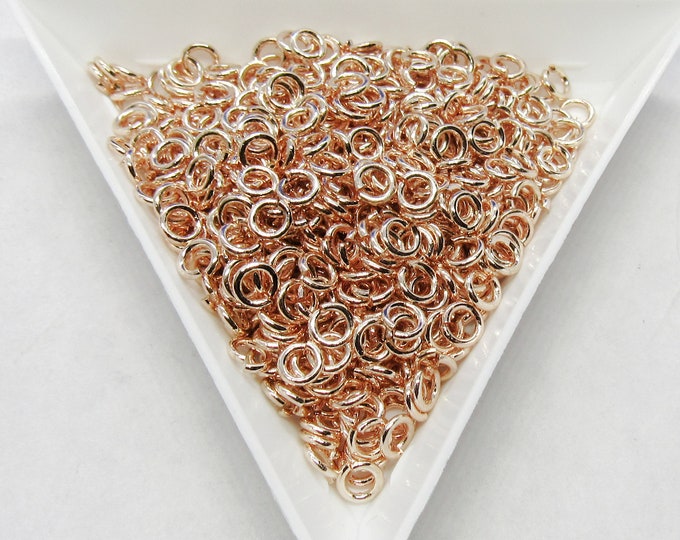 20G (Approx 500) Light Rose Gold Tone Opened Jump Rings 4mm x .8mm  (A96f)