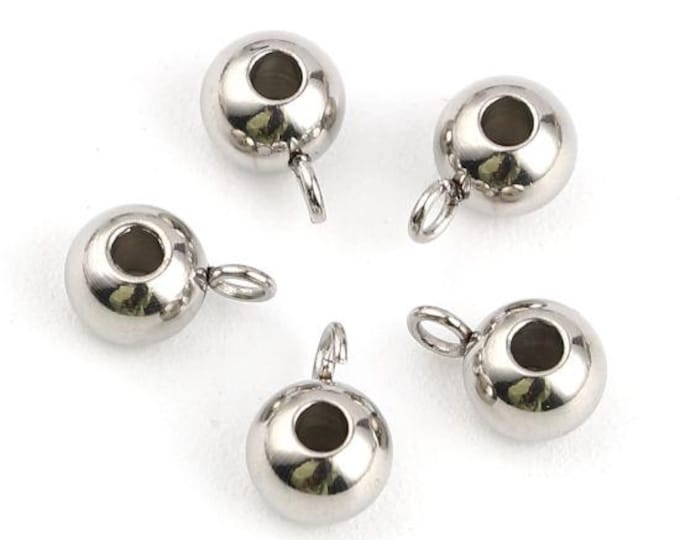 10Pc (304)Stainless Steel 6mm Smooth Rondelle Pendant Bails  (A499b)