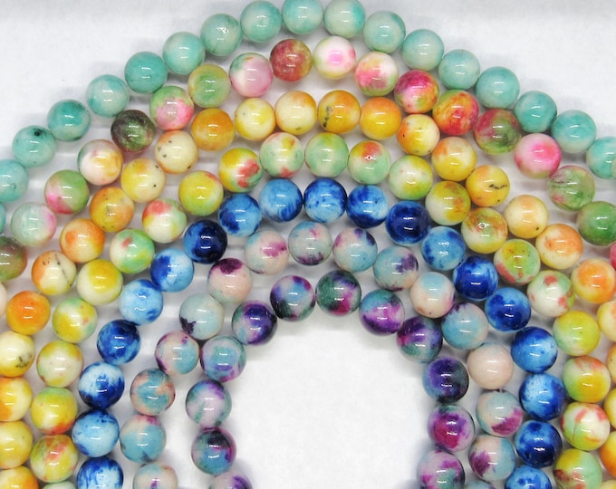 Choice of 1 Strand 10mm Dyed Round Natural White Jade Beads (A36a-g)