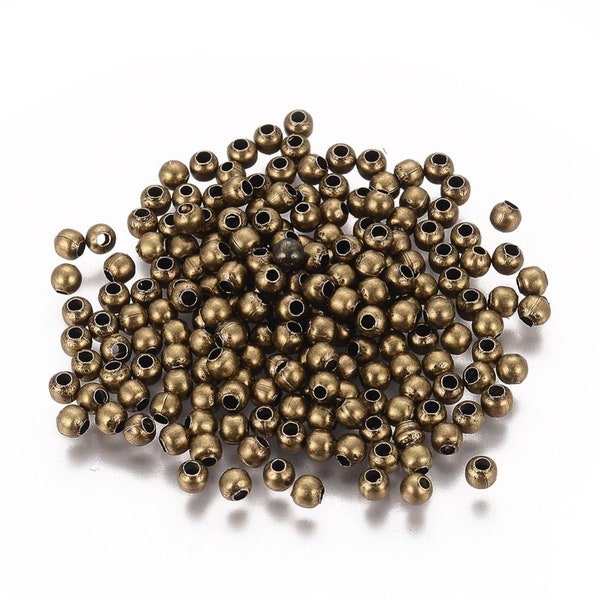 700 Brass Antique Bronze Tone  3mm Round Spacer Beads (A369f)