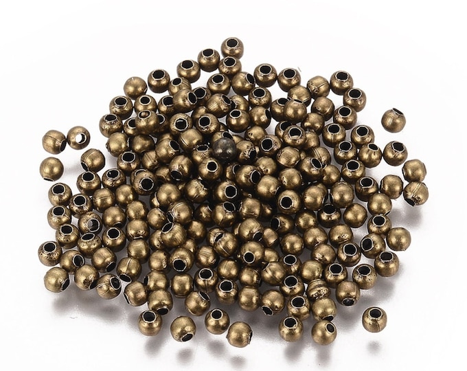 25g (Approx 550) Brass Antique Bronze Tone  3mm Round Spacer Beads (A369f)