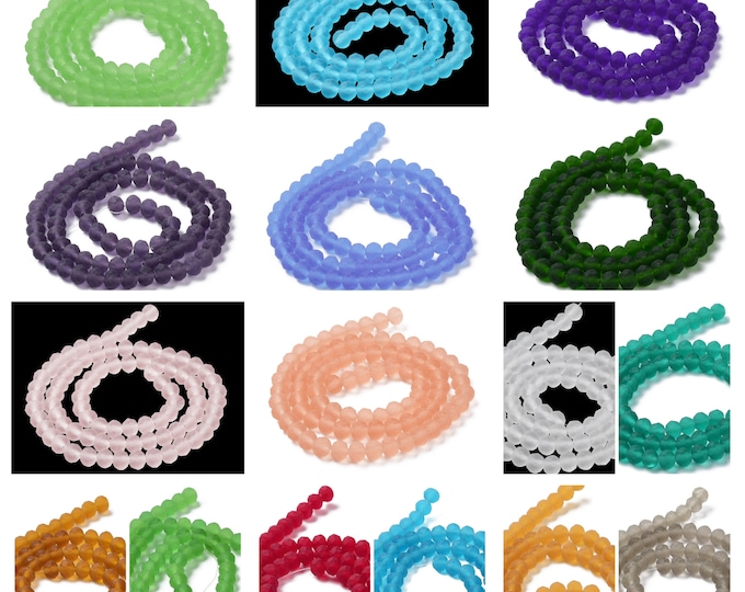 1 Str 10x8mm Choice of Color Frosted Faceted Glass Rondelle Beads (A451-454)