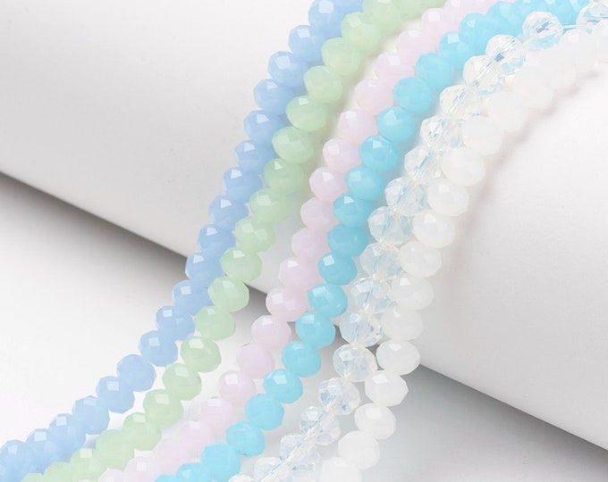 Wholesale Lot 10 Strands 8x6mm Imitation Jade Faceted Rondelle Glass Beads (Desk F-b)