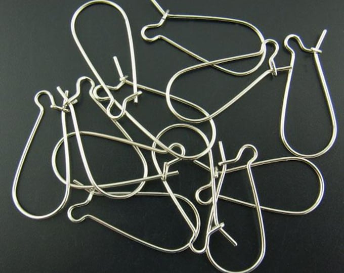 Alloy Silver Tone Kidney Ear Wires 25x11mm-21g  (A478m/n)