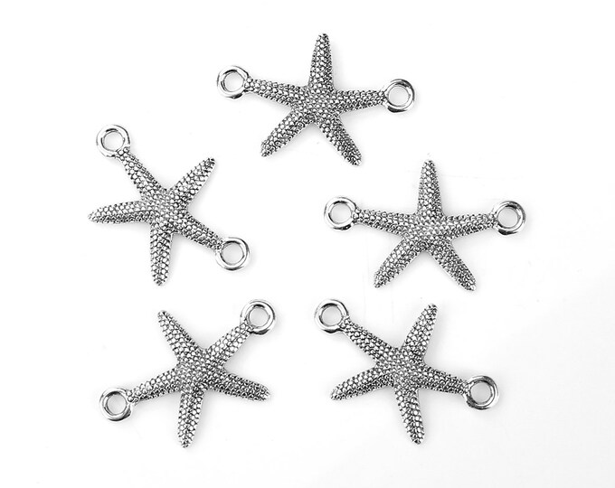 10 Antique Silver Starfish Connector Links 33x21mm (A2x)