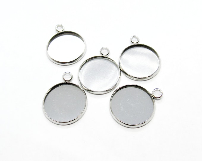 5 Stainless Steel (304) Cabochon Pendant Trays 24mmx20mm (fits 18mm)  (A113n)
