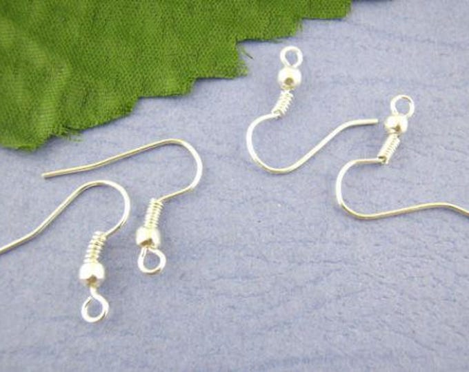 50 Pr (100pcs) Silver Plated Alloy French Ear Wires 18x19mm-21g (514b)