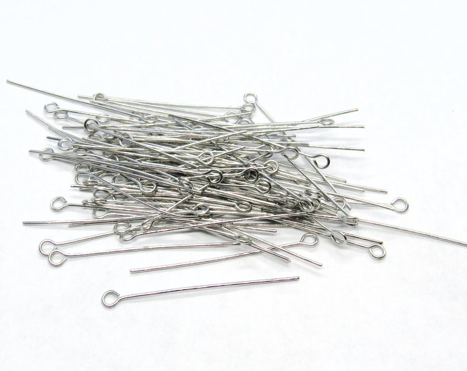100 (304) Stainless Steel 4.0cm Eye Pins  (A71d)
