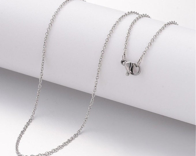 5 (304) Stainless Steel Silver Tone Cable Chain Necklaces 19.5" (A241d)