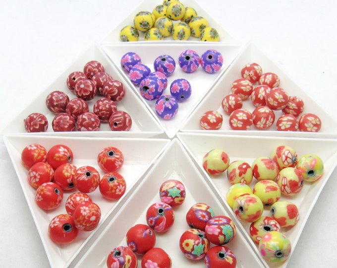 20pcs Choice of Color 10-11mm Handmade Round Polymer Clay Beads (A228k/m)