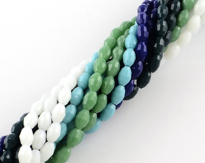 Choice of Color 1 Strand 5x6mm  Faceted Glass Rice Beads (A339a-g)