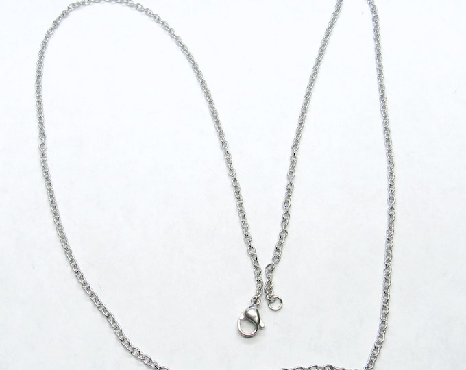 2 (304) Stainless Steel Silver Tone Cable Link Chain Necklaces 23 3/8" (A203L)