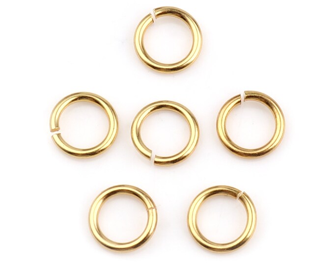 25 Gold Plated Stainless Steel Opened Jump Rings 7mm x .9mm  (A389c)
