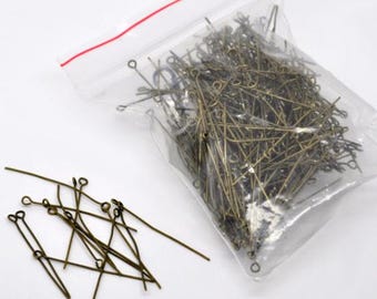 300 Antique Bronze Alloy Eye Pins 5cm (2") (21g)  (A515d)