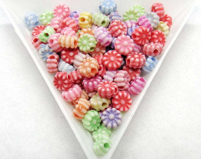 200 Assorted Color 6x4mm Acrylic Flower Beads (A212c)