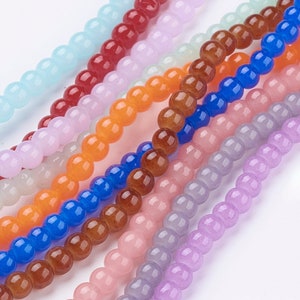 Choice of Color 1 Strand 4mm Round Imitation Jade Glass Beads (A249a-J/395a-h/396a-f)