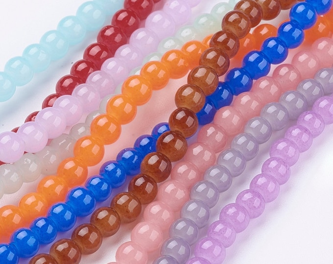 Choice of Color 1 Strand 4mm Round Imitation Jade Glass Beads (A249a-J/395a-h/396a-f)
