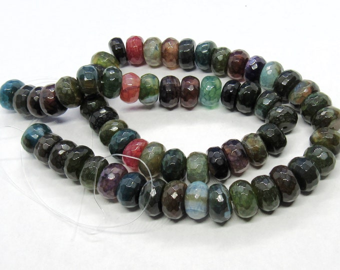 1 Strand Natural Indian Agate 10x6mm Faceted Rondelle Gemstone Beads (A122a1)