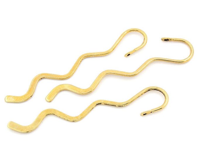 5 Gold Tone Alloy Squiggly Bookmark Findings 84x15x1.5mm (A226h)