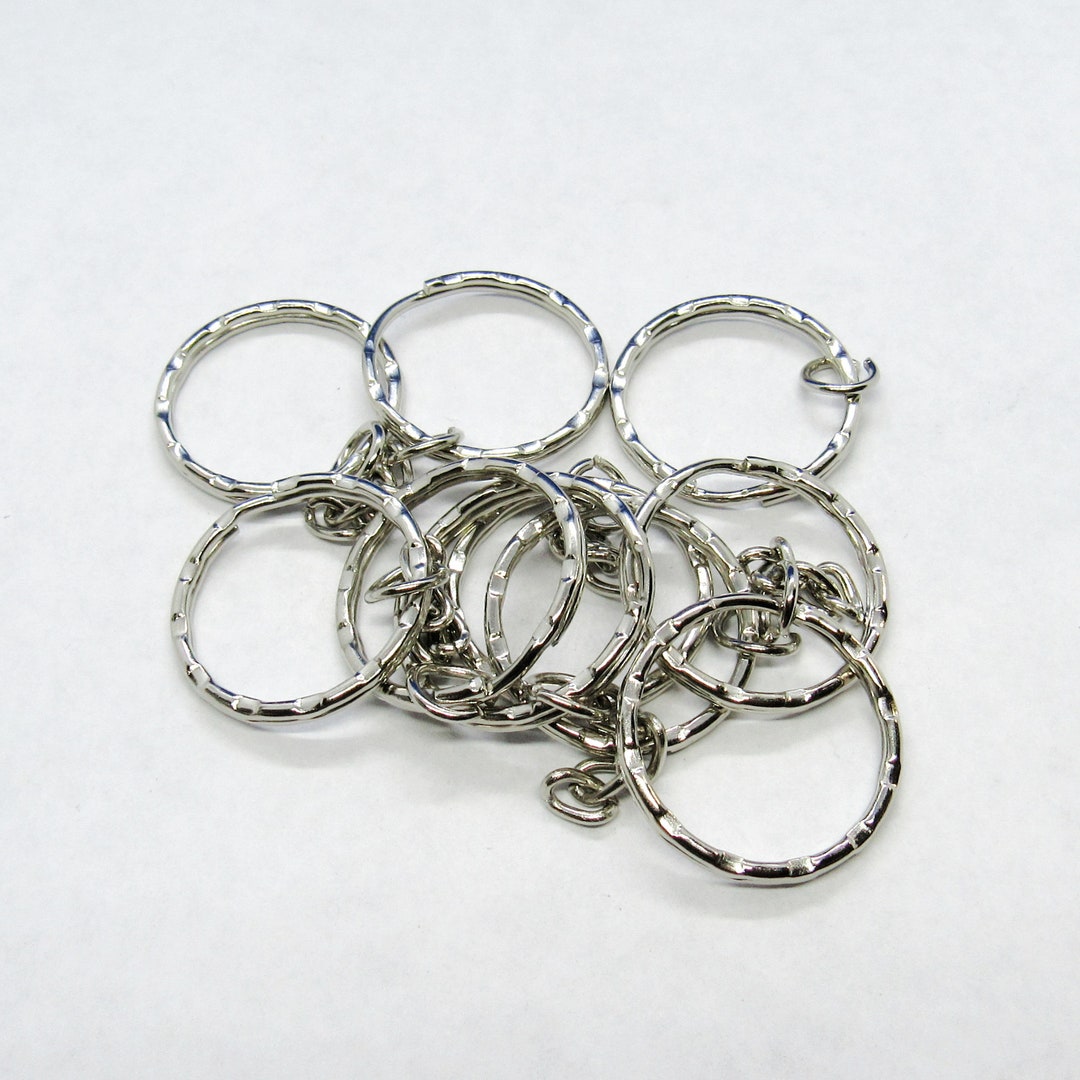 Platinum Tone Split Ring Key Ring Findings W/ Chain 33mm a30/331a Etsy