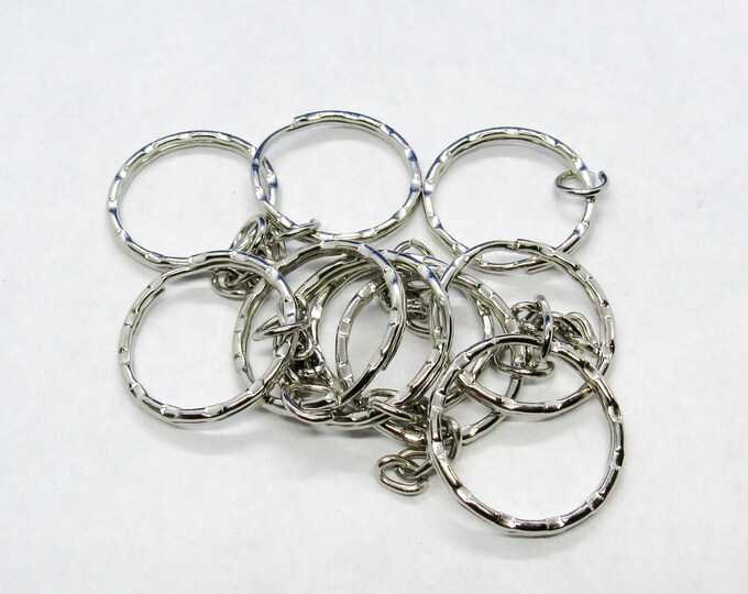 Platinum Tone Split Ring Key Ring Findings w/ Chain 33mm (A30/331a)