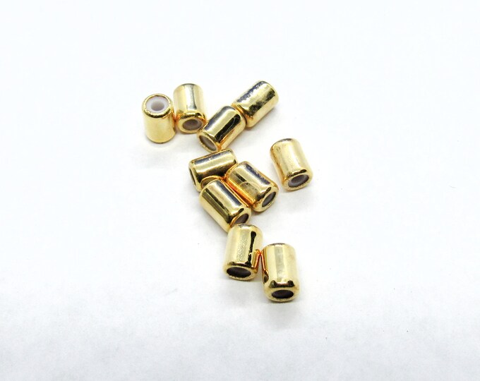 10 Gold Plated 4mm Copper Slider Clasp Beads  (A203w)
