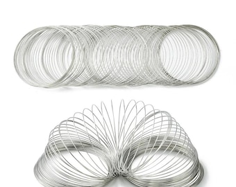 90 Loops Silver Tone Alloy Memory Wire 60mm/.6mm(22g)  (A337b)