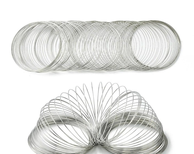 90 Loops Silver Tone Alloy Memory Wire 60mm/.6mm(22g)  (A337b)