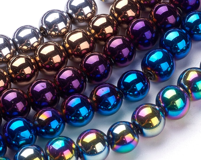 Choice of Color 1 Strand 6mm or 8mm Carnival Metallic Glass Beads (A234b1-6)