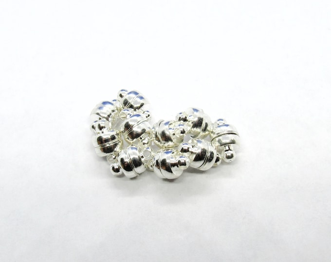 Silver Tone Oval Magnetic Clasps 11x7mm  (A129p/129o)