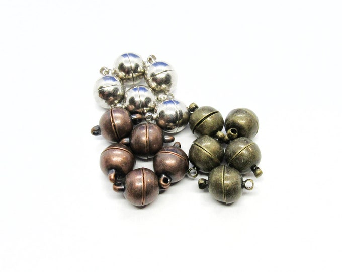 Choice of Tone 5 Brass Round Magnetic Clasps 16x10mm  (A129s-u/484a)
