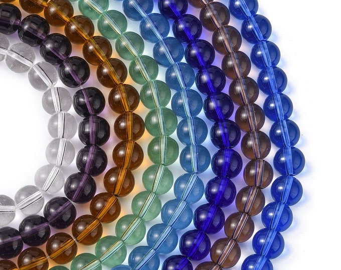 1 Strand 10mm Choice of Color Transparent Glass Beads (A367k-Q)