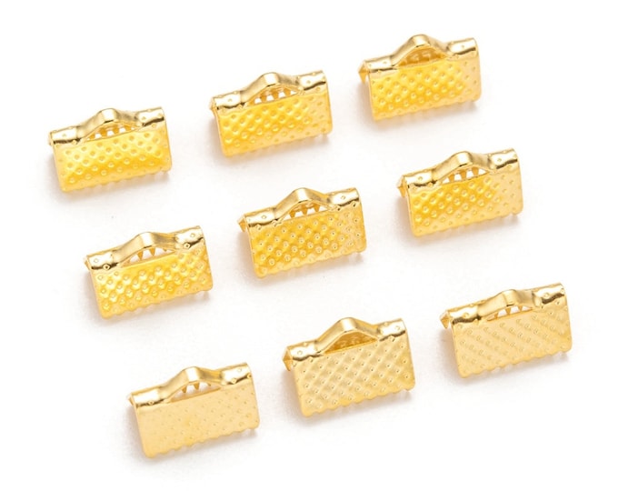 100 Gold Tone Alloy Ribbon Briefcase Crimp Beads 10x7mm  (A320c)