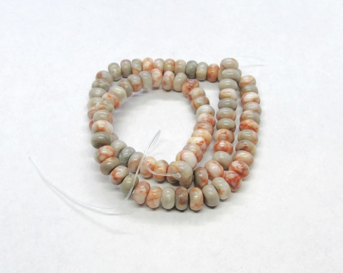 1 Strand 8x5mm Natural Red Line Jasper Rondelle Beads (A52a)