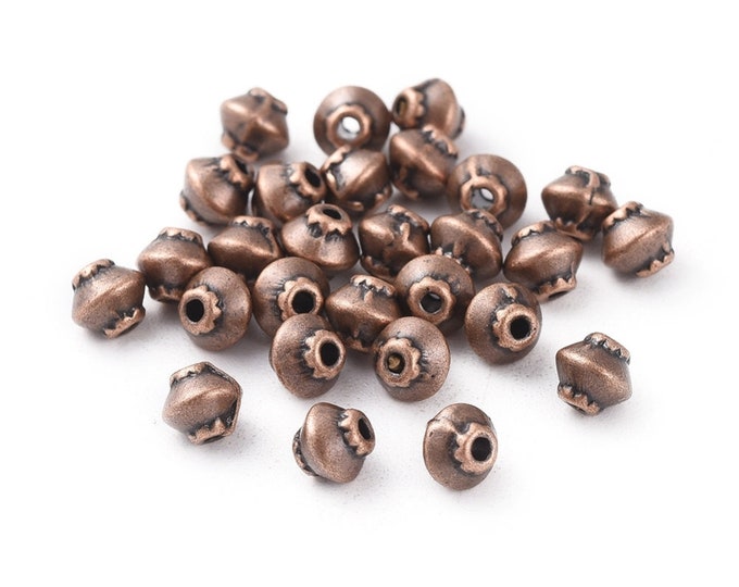 100 Red Copper Tone Alloy Bicone 5x4.5mm Spacer Beads  (A405g)