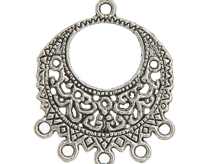 10 Antique Silver 1 to 5  Filigree Round Chandelier Links 34x27mm (A477b)