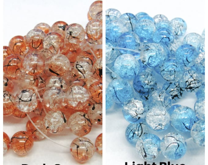 1 Strand 10mm Round Drawbench Glass Beads - Dark Orange (A153a)