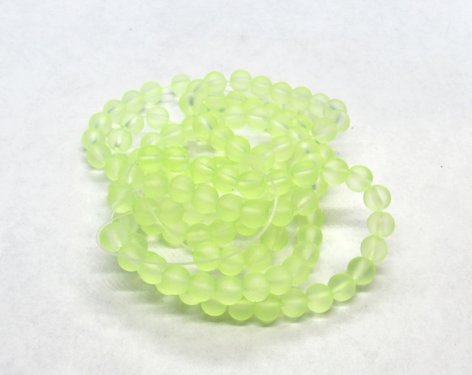 1 Strand 6mm Lemon ice Frosted Round Glass Beads (A371k)