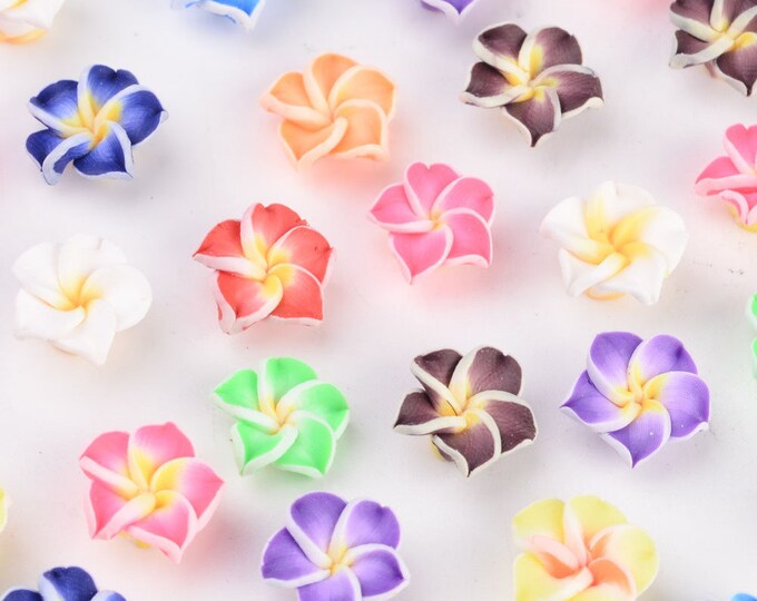 10 Pcs Handmade Flower Polymer Clay Beads 12x8mm (A231h)
