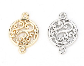 Choice of Color 10Pc Round w/Filigree Design Connector Links 20x14mm (A104e1/132y/360g)