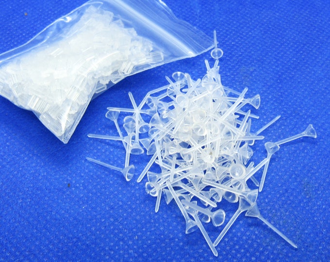 5G Approx 150 Pr (300pcs) Plastic Cupped Top Stud Earring Findings 4mm (A219h)