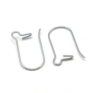 May include: Two silver earring hooks, one with a straight wire and the other with a curved wire.