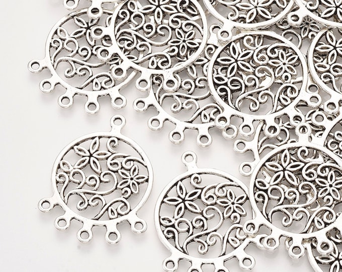 10 Antique Silver 1 to 5  Filigree Chandelier Links 35.5x27.5mm (A254d)