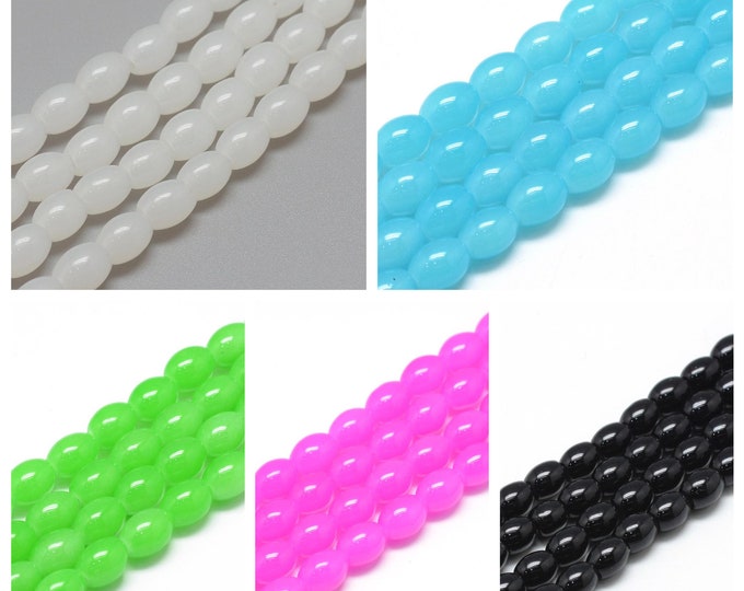 Choice of Color 1 Strand  8x6mm Baking Painted Oval Glass Beads