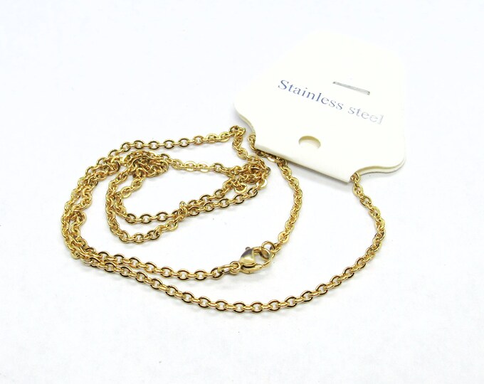 1 (304) Stainless Steel Gold Tone Cable Link Chain Necklaces 19 5/8" (A196e)
